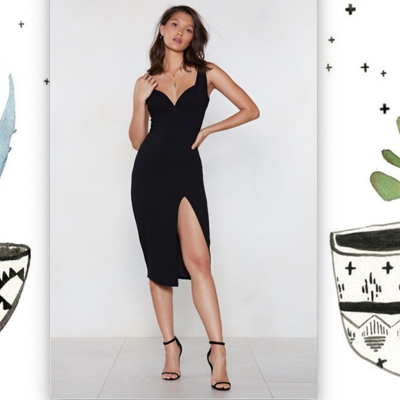 nasty gal plunge down midi dress